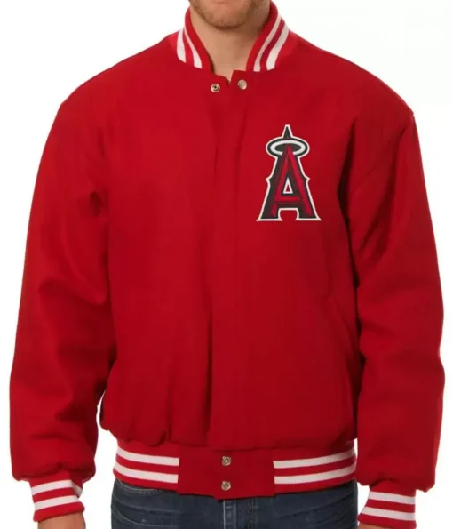 Los Angeles Angels Letterman Red Wool Varsity Jacket