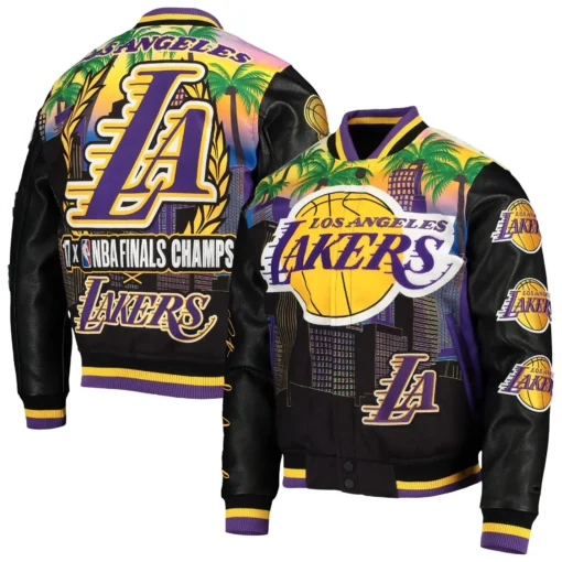 Los Angeles Lakers Black Championship Varsity Jacket - Image 3