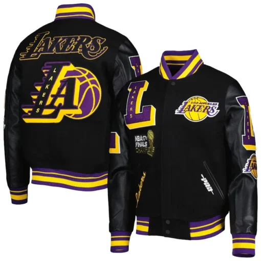 Los Angeles Lakers Black Mash Up Capsule Varsity Jacket - Image 3