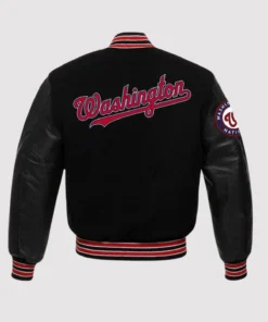 MLB Washington Nationals Black Letterman Jacket