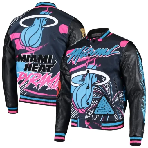 Miami Heat Black Pyramid Varsity Jacket