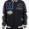 Miami Marlins Mash Up Black Varsity Jacket