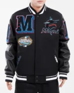 Miami Marlins Mash Up Black Varsity Jacket