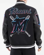 Miami Marlins Mash Up Black Varsity Jacket