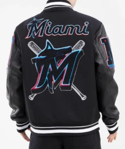 Miami Marlins Mash Up Black Varsity Jacket