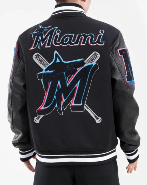 Miami Marlins Mash Up Black Varsity Jacket