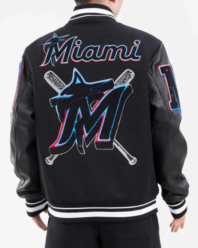Miami Marlins Mash Up Black Varsity Jacket