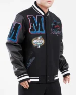 Miami Marlins Mash Up Black Varsity Jacket