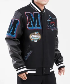 Miami Marlins Mash Up Black Varsity Jacket