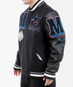 Miami Marlins Mash Up Black Varsity Jacket