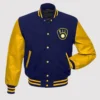 Milwaukee Brewers Yellow and Blue Letterman Jacket