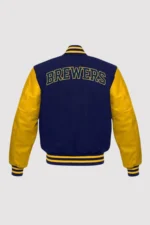 Milwaukee Brewers Yellow and Blue Letterman Jacket
