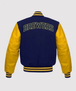 Milwaukee Brewers Yellow and Blue Letterman Jacket