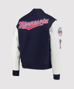 Minnesota Twins Navy Blue and White Letterman Jacket