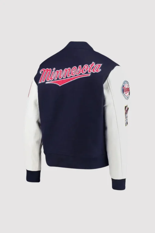 Minnesota Twins Navy Blue and White Letterman Jacket