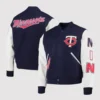 Minnesota Twins Navy Blue and White Letterman Jacket