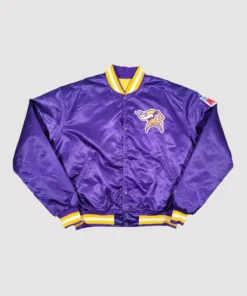 Minnesota Vikings 90s Purple Satin Bomber Jacket