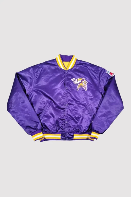 Minnesota Vikings 90s Purple Satin Bomber Jacket