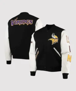Minnesota Vikings Black and White Varsity Jacket