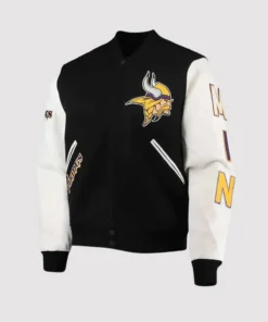Minnesota Vikings Black and White Varsity Jacket