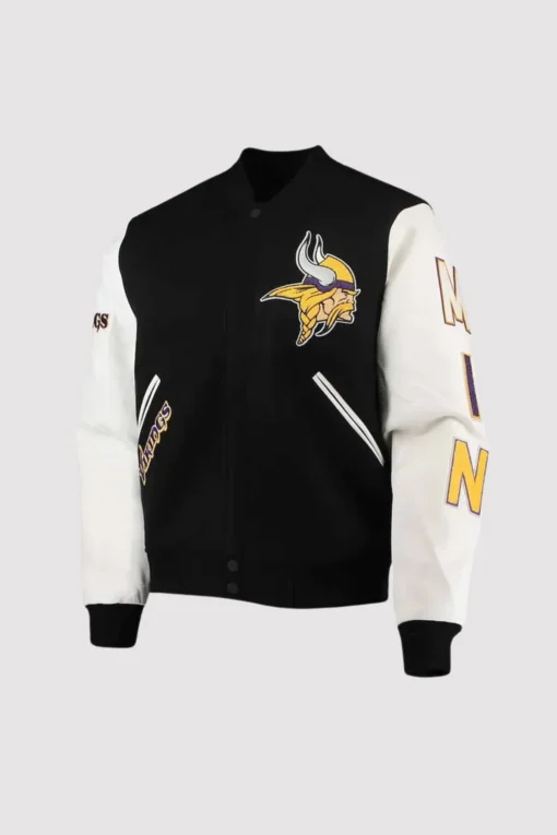 Minnesota Vikings Black and White Varsity Jacket