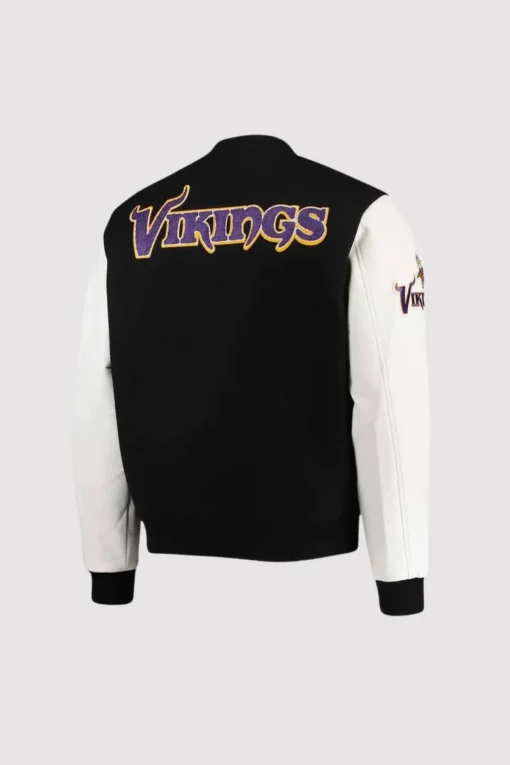 Minnesota Vikings Black and White Varsity Jacket