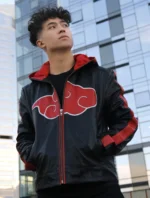 Naruto Akatsuki Hooded Leather Cosplay Jacket