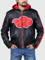 Naruto Akatsuki Hooded Leather Cosplay Jacket