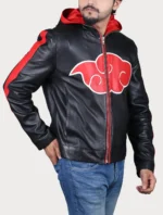 Naruto Akatsuki Hooded Leather Cosplay Jacket