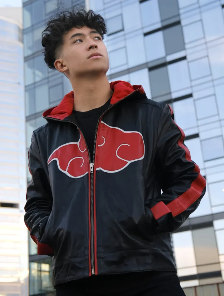 Naruto Akatsuki Hooded Leather Cosplay Jacket