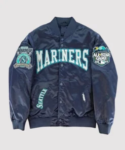 Navy Seattle Mariners Crest Varsity Jacket
