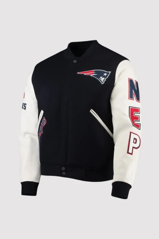 New England Patriots Wool and Leather Varsity Jacket