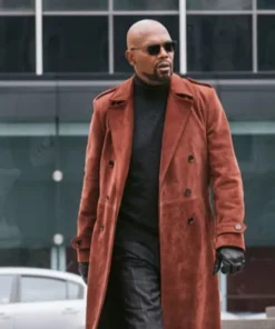 Samuel L. Jackson Shaft Leather Long Coat